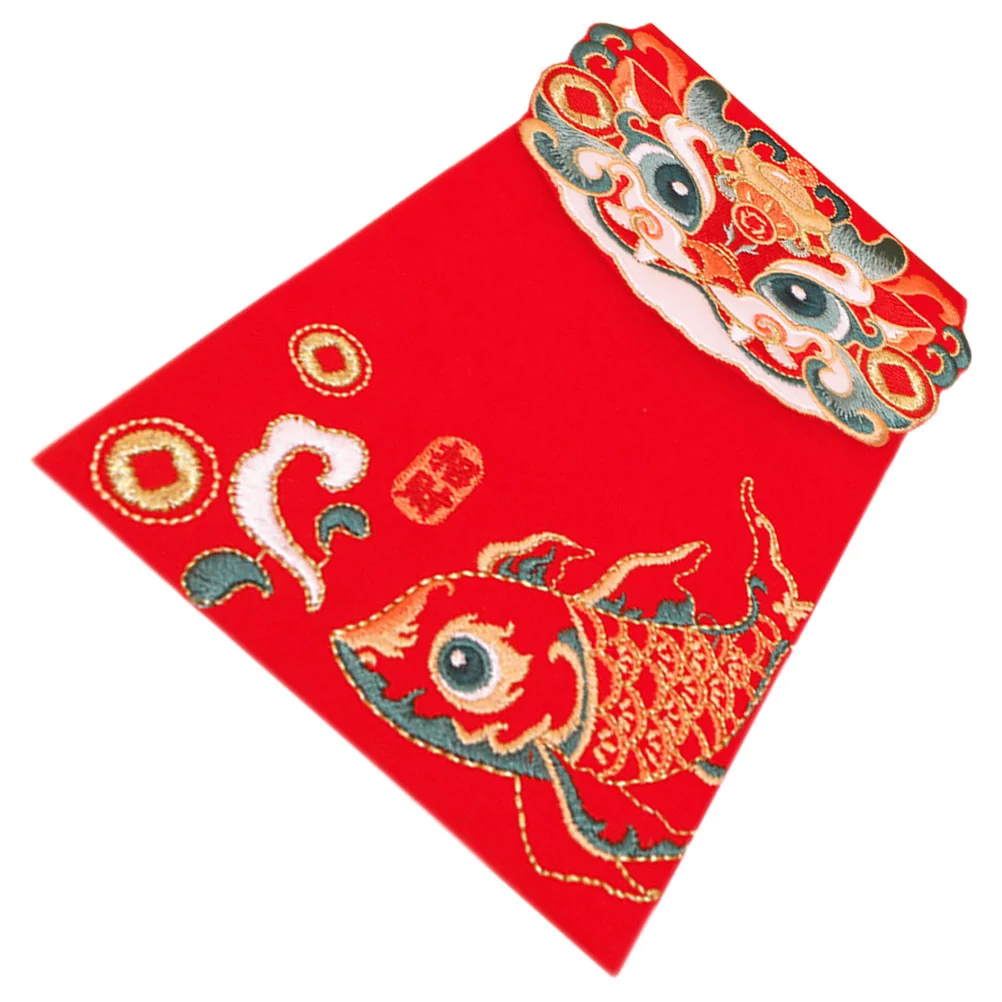 

Красные конверты для праздника Весны, декоративные новогодние мешки для денег, холщовые кошельки с вышивкой для наличных