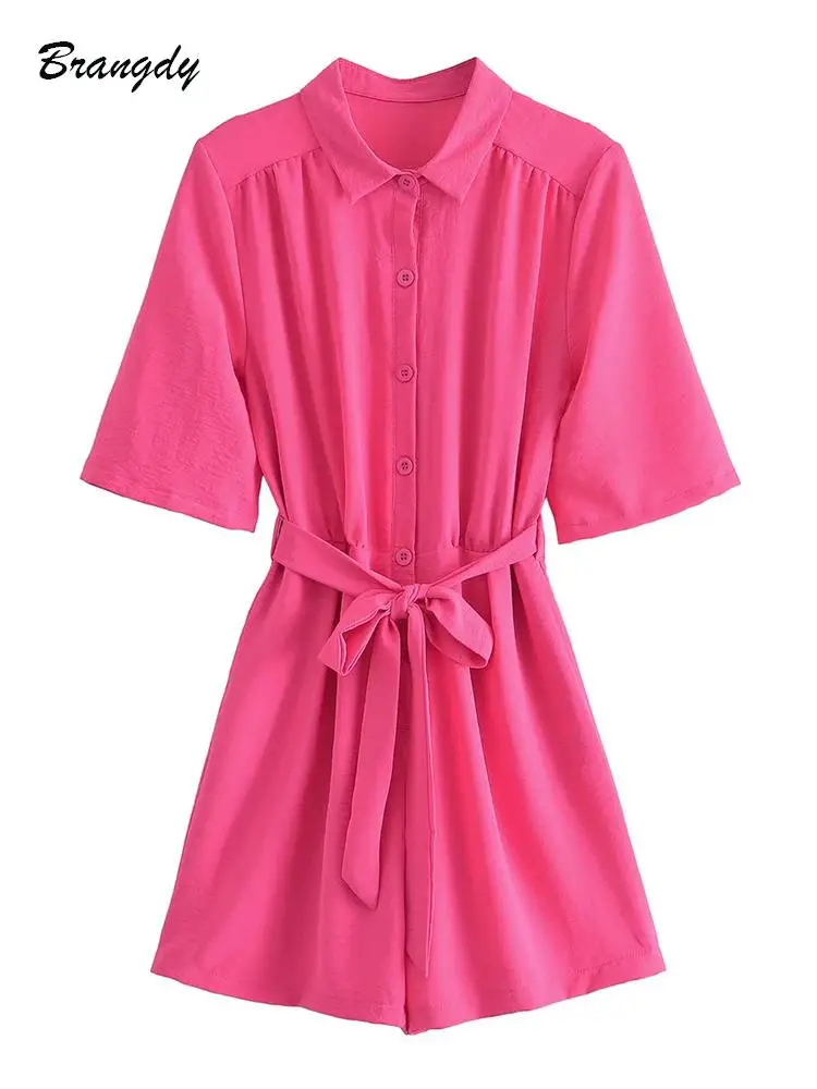 Pink Shirt Dress For Women Pink 2022 Belt Vintage Mini Dress Short Sleeve Casual Dresses Lace Up Summer Spring Playsuit Dress
Pink Shirt Dress For Women Pink 2022 Belt Vintage Mini Dress Short Sleeve Casual Dresses Lace Up Summer Spring Playsuit Dress