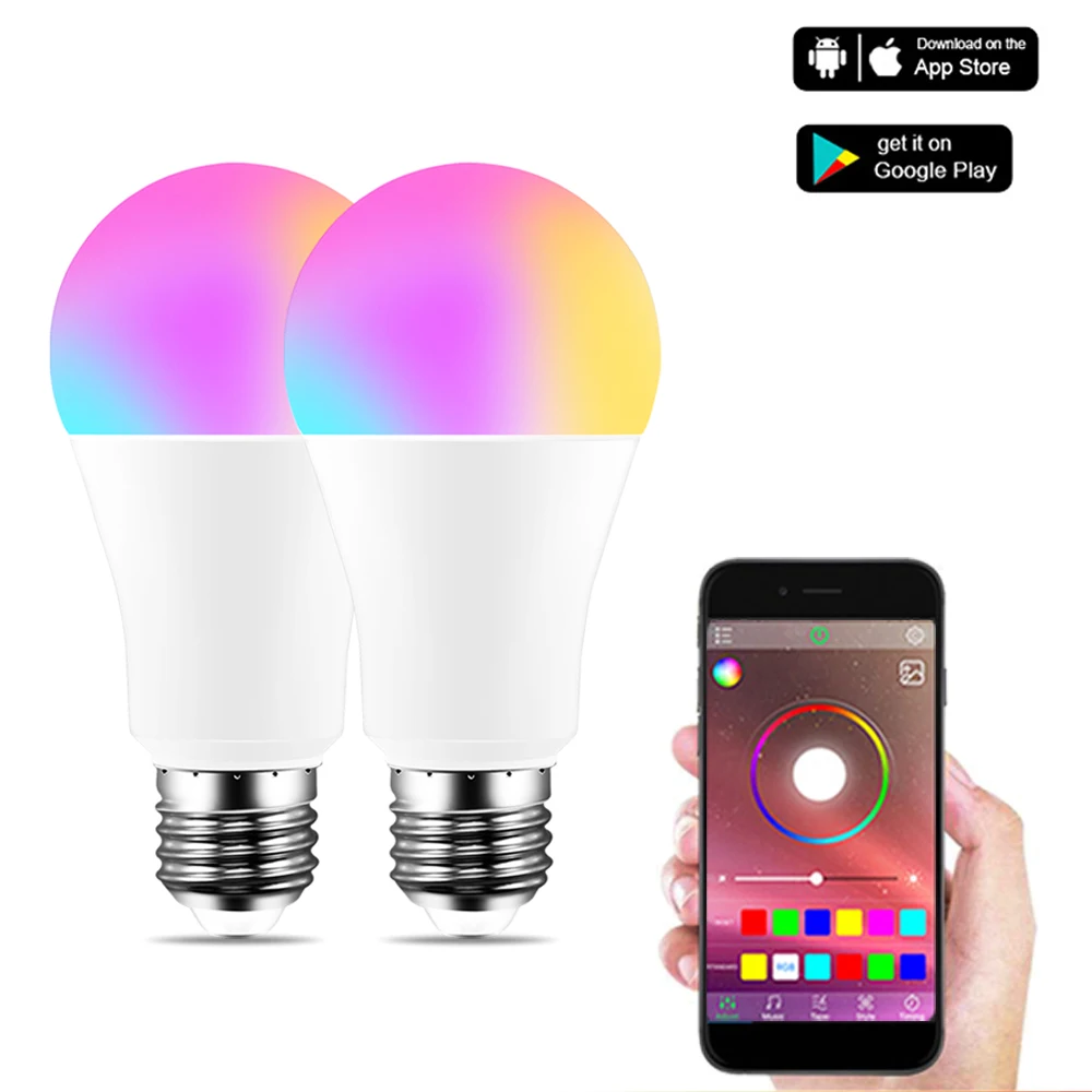 

B22 E27 LED RGB Lamp 15W WiFi Smart Light Bulb Alexa Control RGB Dimming Color Timer Function Magic Bulb Home Atmosphere Light