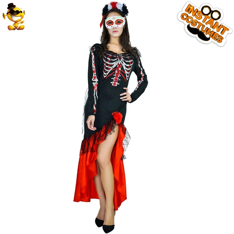 Womens Day Of Dead Senorita Costumes Halloween Purim Cosplay Role Play Fancy Dress Ladies Skeleton Clothing
Womens Day Of Dead Senorita Costumes Halloween Purim Cosplay Role Play Fancy Dress Ladies Skeleton Clothing