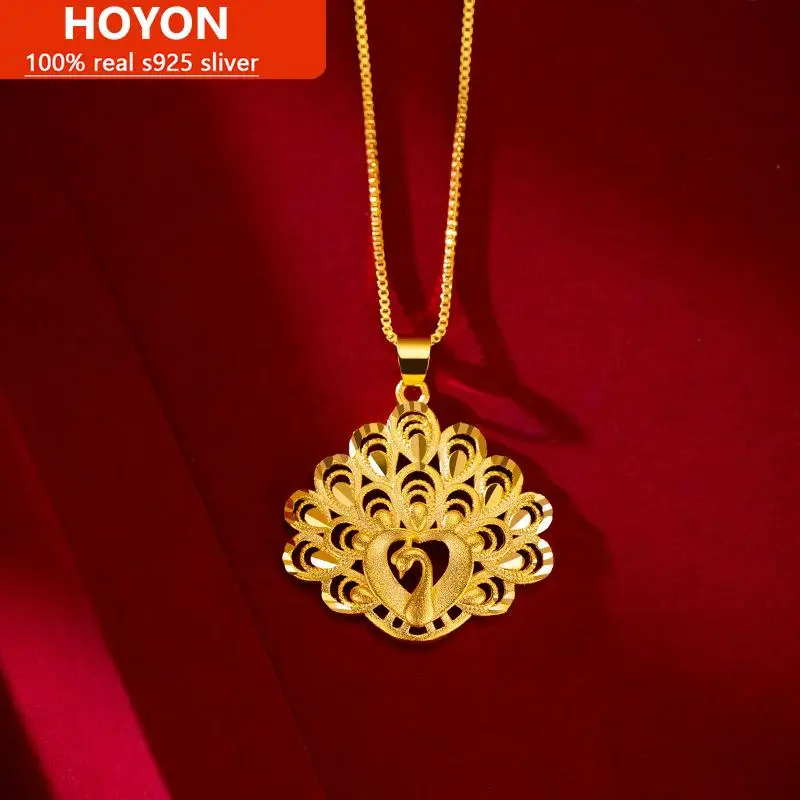 HOYON 18K Pure Gold Color Pendant Women's Wedding Jewelry Opening Peacock Necklace With Chain Gift for Girlfriend Free Shipping
HOYON 18K Pure Gold Color Pendant Women's Wedding Jewelry Opening Peacock Necklace With Chain Gift for Girlfriend Free Shipping
