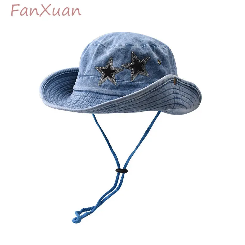 Cotton Denim Bucket Hats for Women Summer Cap Soft Foldable String Fishing Hats Star Glitter Hiking Camping Sun Hats
Cotton Denim Bucket Hats for Women Summer Cap Soft Foldable String Fishing Hats Star Glitter Hiking Camping Sun Hats