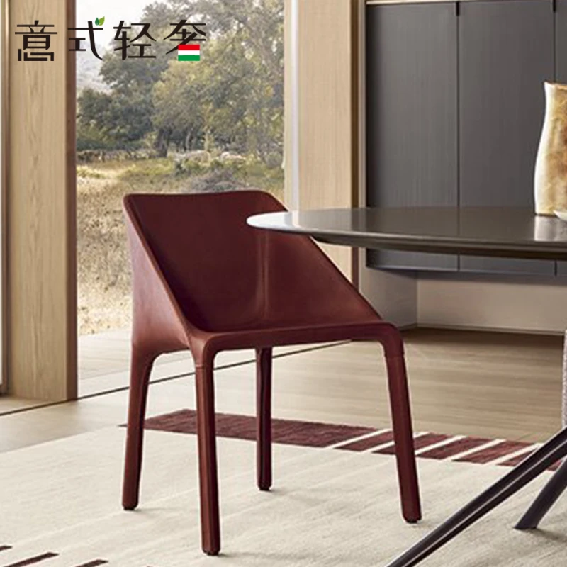 Modern small apartment designer saddle leather hard bag western restaurant leather dining chair combination
Modern small apartment designer saddle leather hard bag western restaurant leather dining chair combination