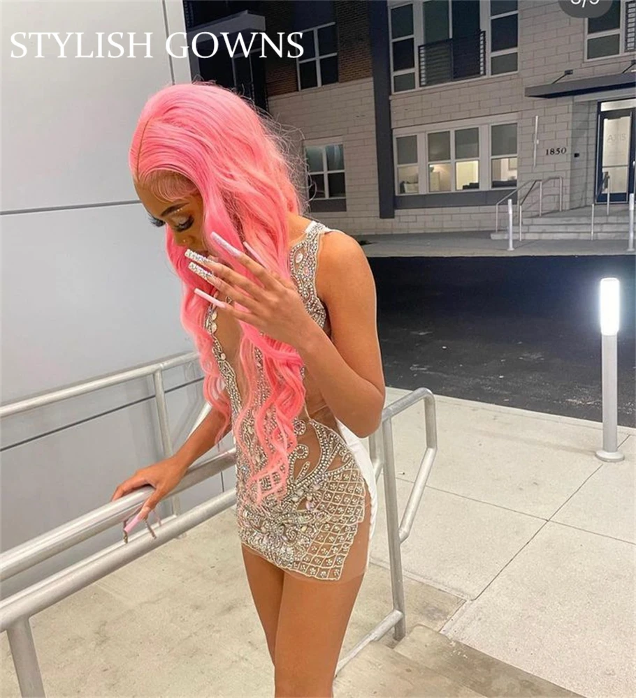 Sexy Silver Sheer O Neck Sparkly Diamonds Short Prom Dress For Black Girls 2023 Glitter Crystals Rhinestone Birthday Party
Sexy Silver Sheer O Neck Sparkly Diamonds Short Prom Dress For Black Girls 2023 Glitter Crystals Rhinestone Birthday Party