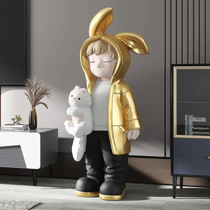 Ornaments New Rabbit Boy Statue Living Room Decoration Large Floor Sculpture Home Accessories Sofa TV Cabinet Next to Decor Gift
Ornaments New Rabbit Boy Statue Living Room Decoration Large Floor Sculpture Home Accessories Sofa TV Cabinet Next to Decor Gift