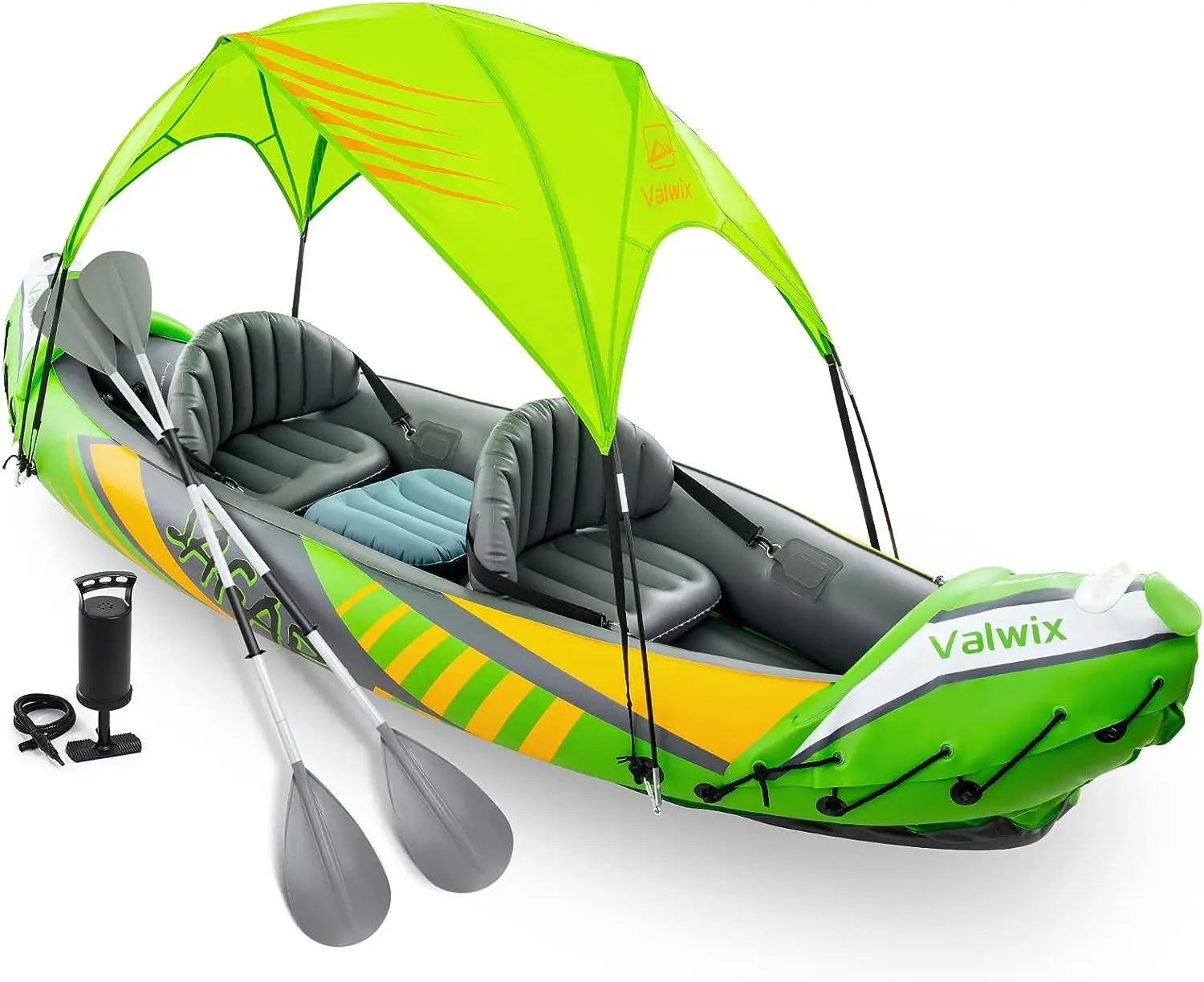 

Person Inflatable Kayak for Adults w/Sun Canopy, Paddles, Seats & , Blow Up Kayak for Recreational Touring, Portable Tandem