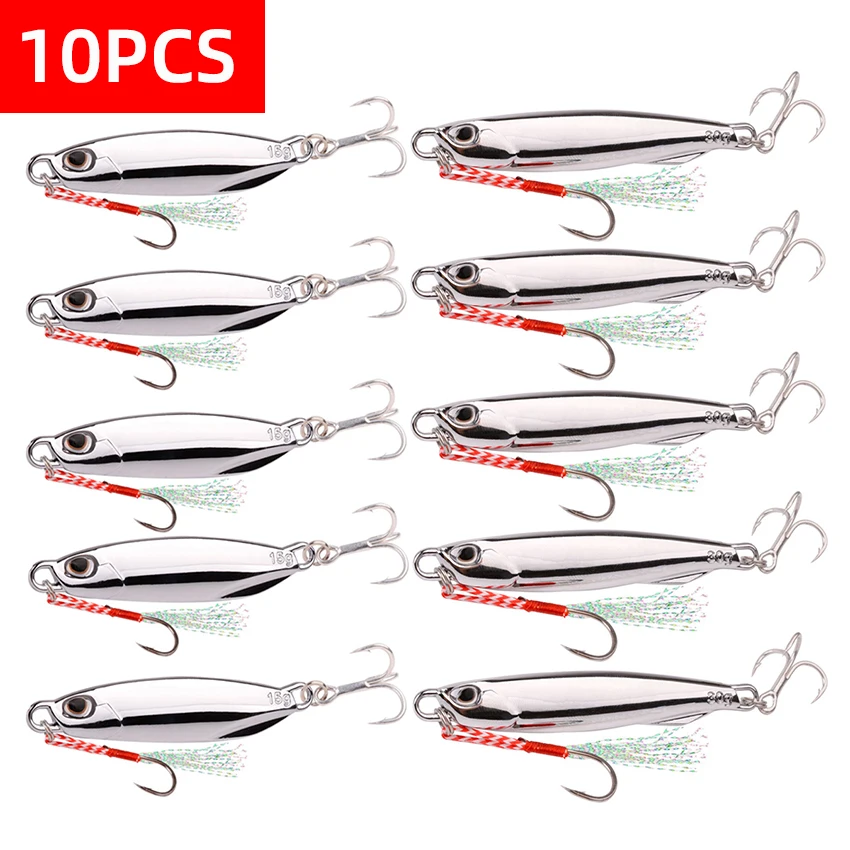 10Pcs Fishing Jig DUO 7/10/15/20/30/40g Jigbait Lure Silver Plating Shore Cast Decoys Metal Bait Artificial Lures with 2 Hooks
10Pcs Fishing Jig DUO 7/10/15/20/30/40g Jigbait Lure Silver Plating Shore Cast Decoys Metal Bait Artificial Lures with 2 Hooks