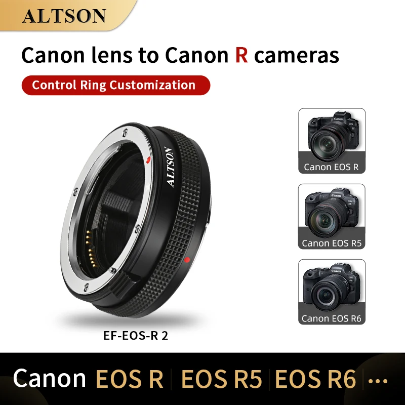 ALTSON EF-R2 EOS-RF RP Lens Mount Adapter Auto Focus for CanonEF/EF-S lens to EOSR/ EOSRP with Functional Control Ring
ALTSON EF-R2 EOS-RF RP Lens Mount Adapter Auto Focus for CanonEF/EF-S lens to EOSR/ EOSRP with Functional Control Ring