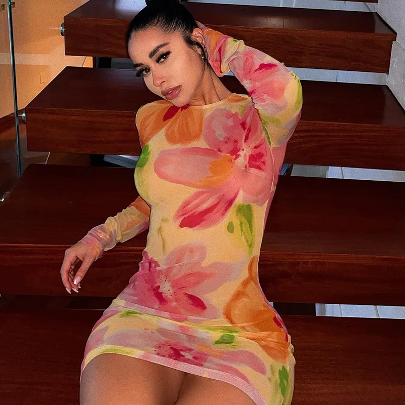 Summer Fashion New In Dresses Round Neck Mesh See-through Slim Fit Printed Wrap Hip Dress Elegant and Pretty Women's Dresses
Summer Fashion New In Dresses Round Neck Mesh See-through Slim Fit Printed Wrap Hip Dress Elegant and Pretty Women's Dresses