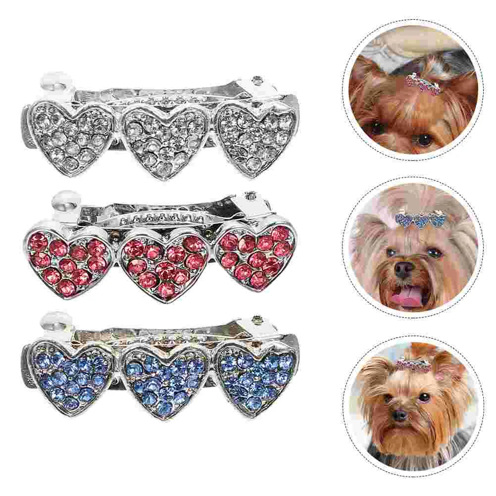 

Dog Hair Dogs Puppy Tiara Clips Clip Pet Accessories Barrettes Barrette Cat Hairpins Bows Headdress Grooming Girl Rhinestone