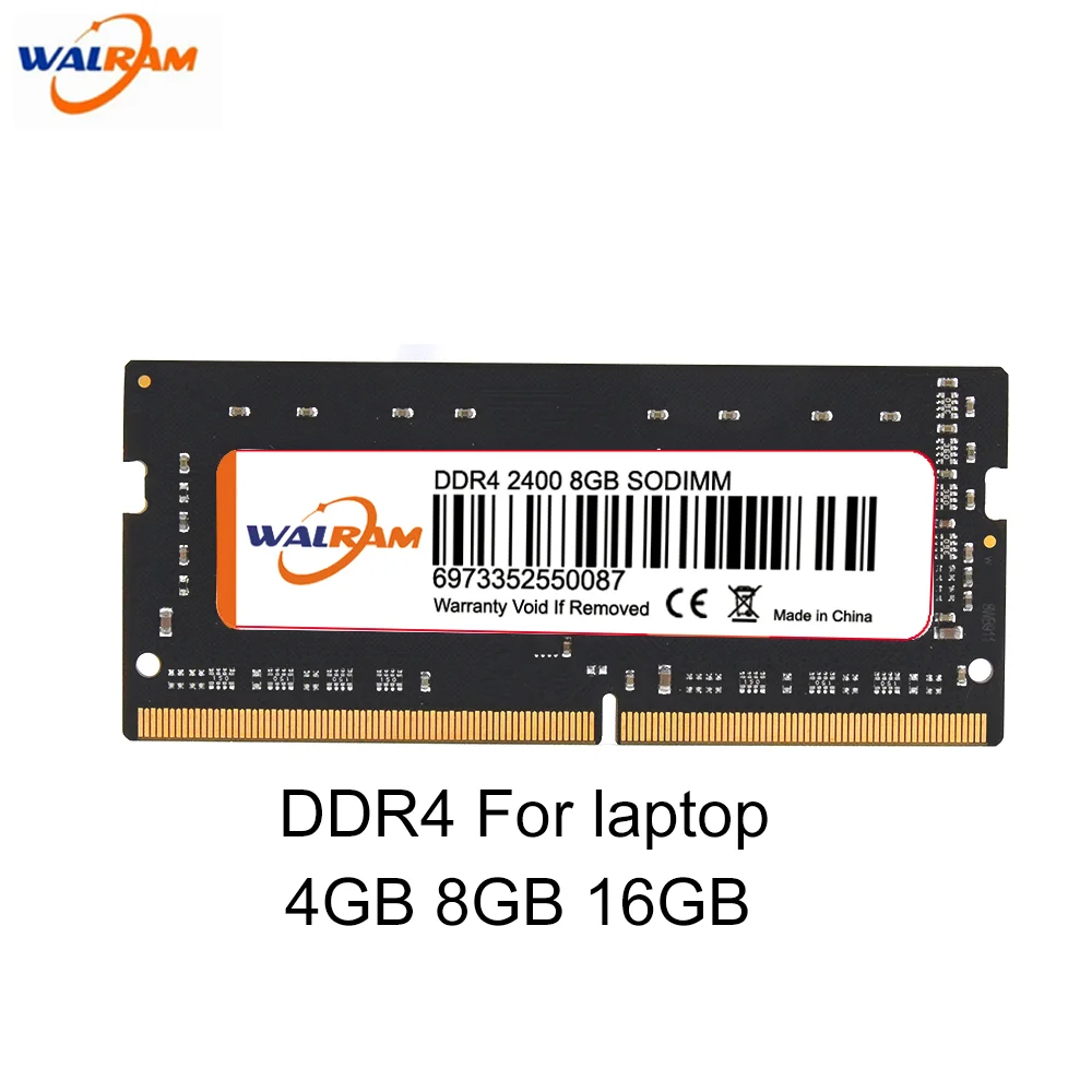 

WALRAM DDR4 Laptop Memory 4GB 8GB 16GB PC4-19200 ddr4 ram SODIMM 2400MHz 2666mhz 3200mhz RAM 1.2V 260PIN NON ECC Intel and AMD