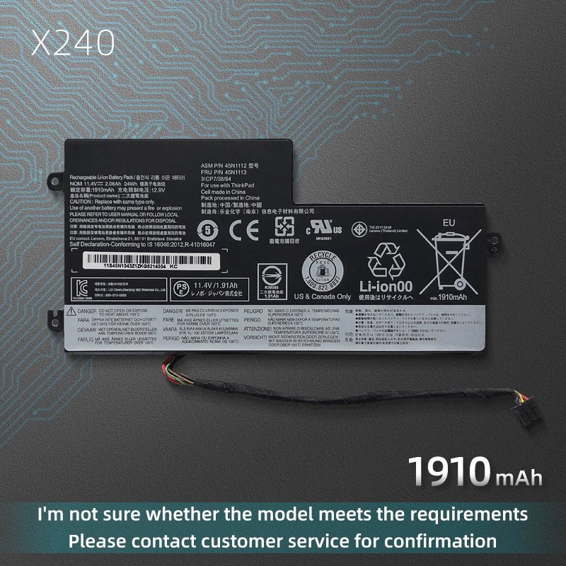 Аккумулятор 45N1110 для ноутбука Lenovo ThinkPad X240 X230S T460 T460S T460P T550 L450S K20/K21-80 45N1108/1109/1111 11,4 V 24WH W550S
Аккумулятор 45N1110 для ноутбука Lenovo ThinkPad X240 X230S T460 T460S T460P T550 L450S K20/K21-80 45N1108/1109/1111 11,4 V 24WH W550S