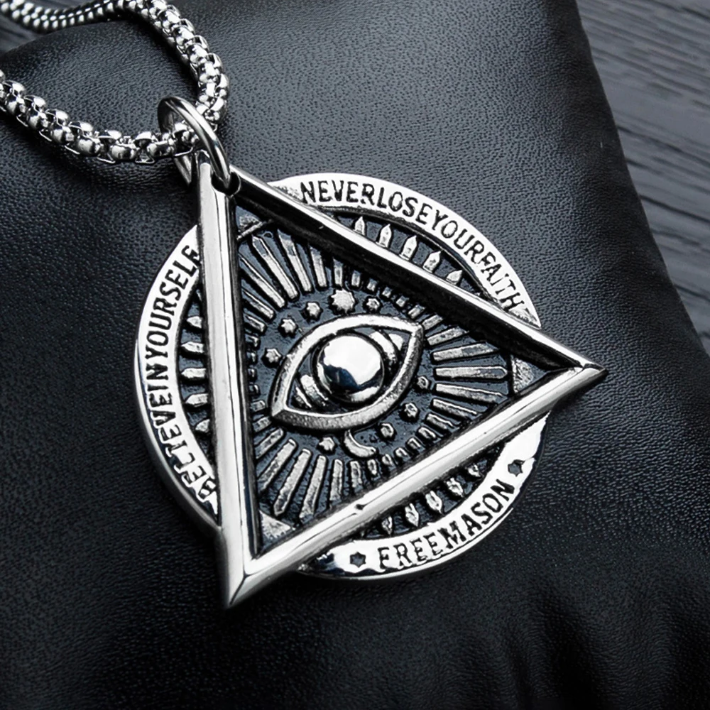 Fashion Vintage Masonic All Seeing Eye Necklace Stainless Steel Biker Pendant Unisex Punk Amulet Jewelry Gifts Dropshipping
Fashion Vintage Masonic All Seeing Eye Necklace Stainless Steel Biker Pendant Unisex Punk Amulet Jewelry Gifts Dropshipping