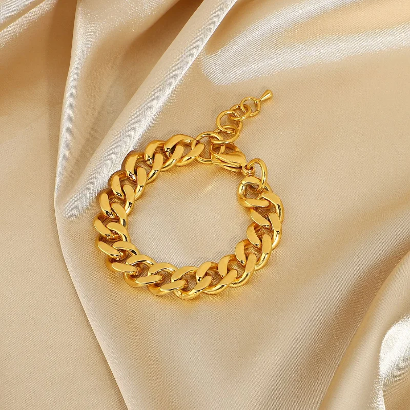 Classic Wide Cuban Chain Bracelet Stainless Steel Gold Bangle Adjustable Punk Bracelet
Classic Wide Cuban Chain Bracelet Stainless Steel Gold Bangle Adjustable Punk Bracelet