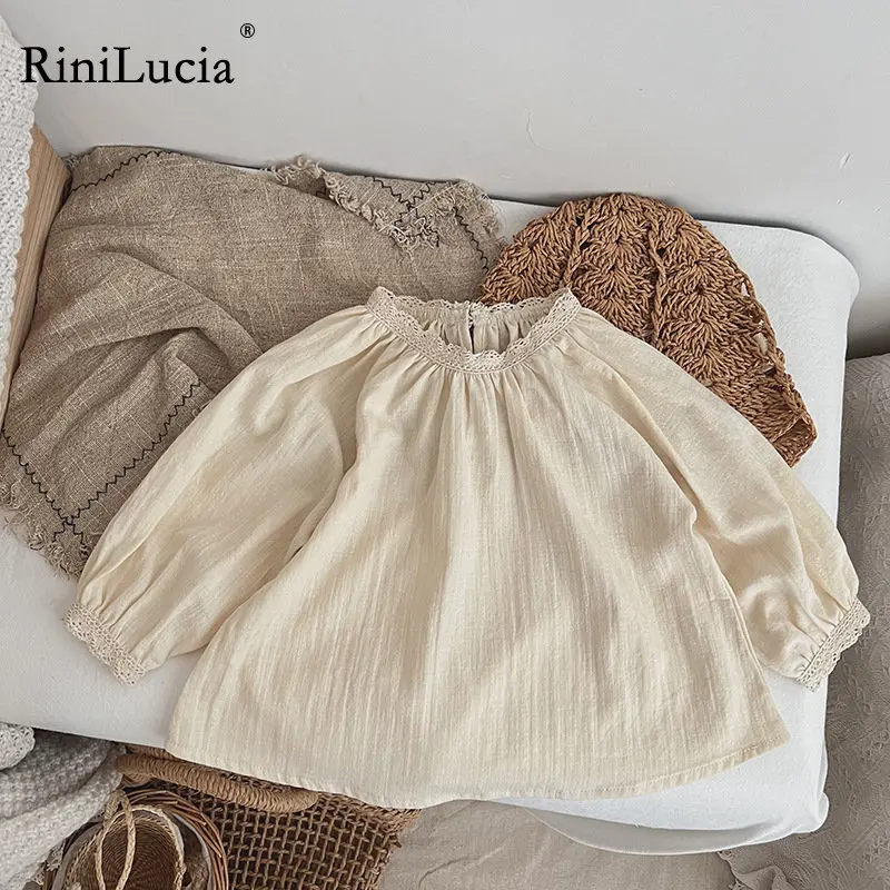RiniLucia Girls' Cotton Linen Shirts 2023 Spring New Children's Korean Style Lace O Neck Solid Casual Bottoming Shirt Blouse
RiniLucia Girls' Cotton Linen Shirts 2023 Spring New Children's Korean Style Lace O Neck Solid Casual Bottoming Shirt Blouse
