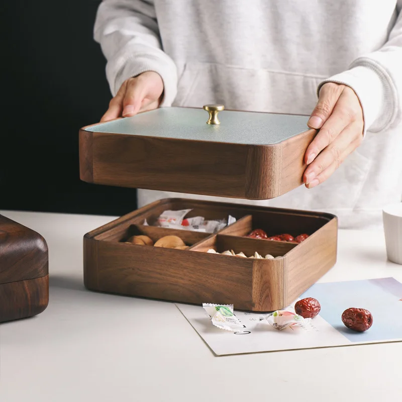 Walnut solid wood dried fruit candy box household living room coffee table melon seed snack tray compartment storage box
Walnut solid wood dried fruit candy box household living room coffee table melon seed snack tray compartment storage box