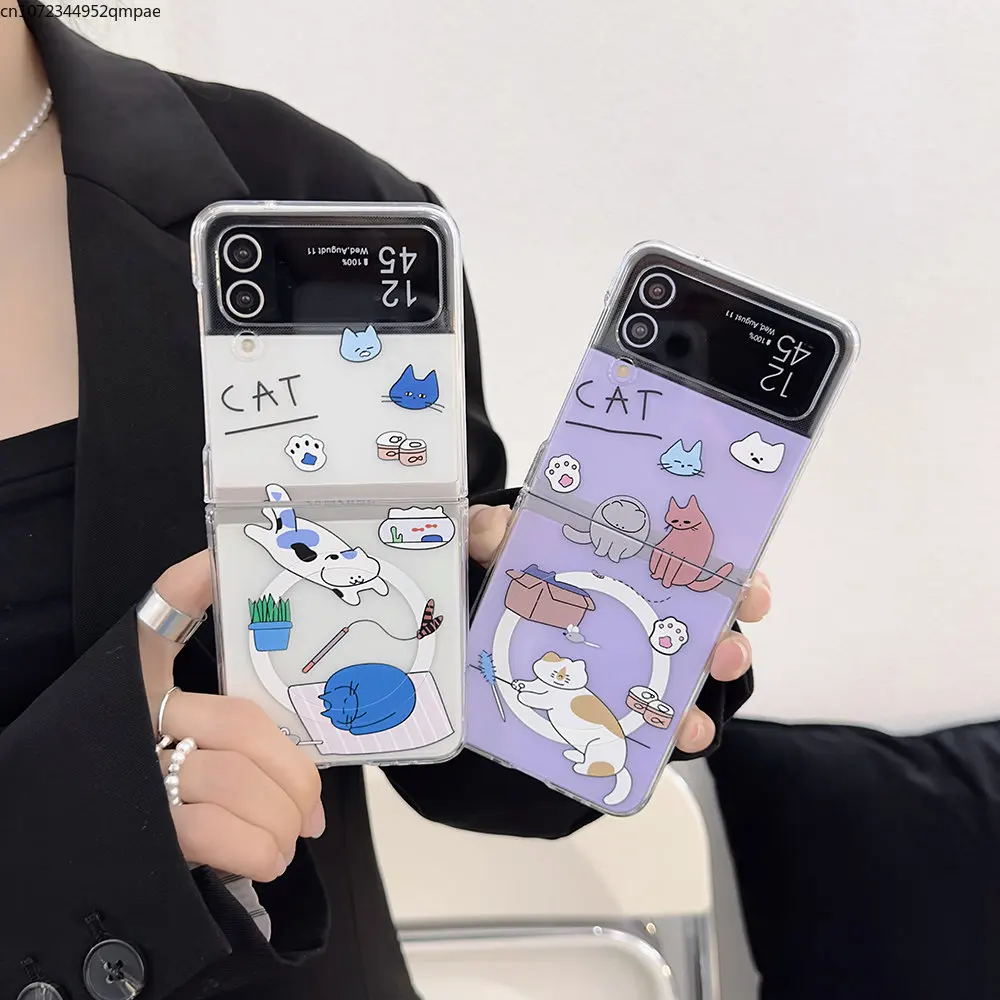 Cartoon Cat for Magsafe Magnetic with Lanyard Phone Case for Samsung Galaxy Z Flip 3 Z Flip 4 Hard PC Anti-drop Back Cover Funda
Cartoon Cat for Magsafe Magnetic with Lanyard Phone Case for Samsung Galaxy Z Flip 3 Z Flip 4 Hard PC Anti-drop Back Cover Funda