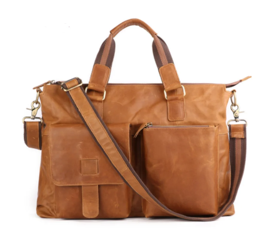 

Винтажная кожаная мужская сумка Crazy Horse, деловой модный мужской портфель, вместительная сумка-мессенджер, мужская сумка