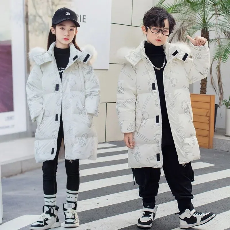 Girls Winter Children's Down Jacket Boys Thickened Medium Long Foreign Style Coat Hooded Parkas Printing Outerwear 12 Years Old
Girls Winter Children's Down Jacket Boys Thickened Medium Long Foreign Style Coat Hooded Parkas Printing Outerwear 12 Years Old