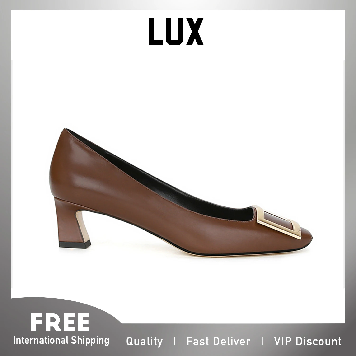 Lux 4.5cm Height Square Heel Flat Toe Genuine Leather Metal Square Button Pumps Shoes for Women Classic Casual Pumps
Lux 4.5cm Height Square Heel Flat Toe Genuine Leather Metal Square Button Pumps Shoes for Women Classic Casual Pumps