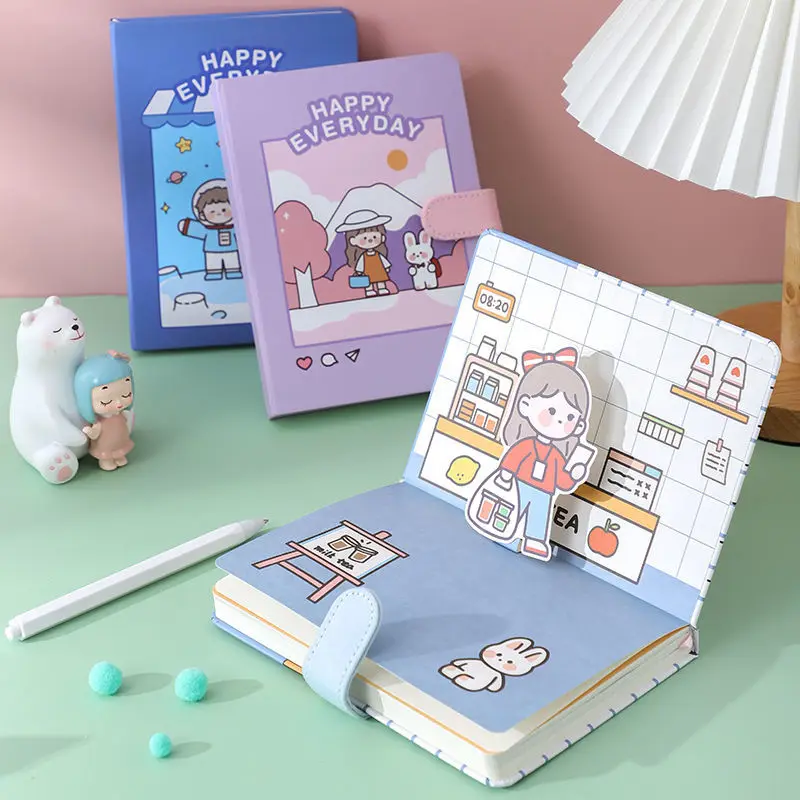 

Милая Kawaii 3D блокнот B6, мультяшный милый креативный журнал, дневник, планировщик, блокнот для девочек, подарок, корейские канцелярские принадлежности