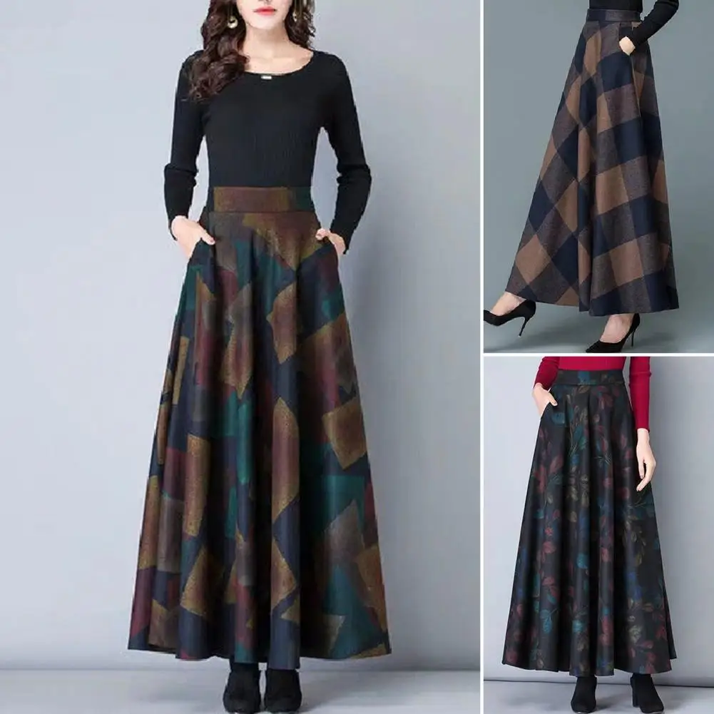 Retro Dress Women's Elastic Waist Side Pockets Large Hem Skirt Autumn Plaid Print High Waist A-Line Maxi Skirt Female Clothing
Retro Dress Women's Elastic Waist Side Pockets Large Hem Skirt Autumn Plaid Print High Waist A-Line Maxi Skirt Female Clothing