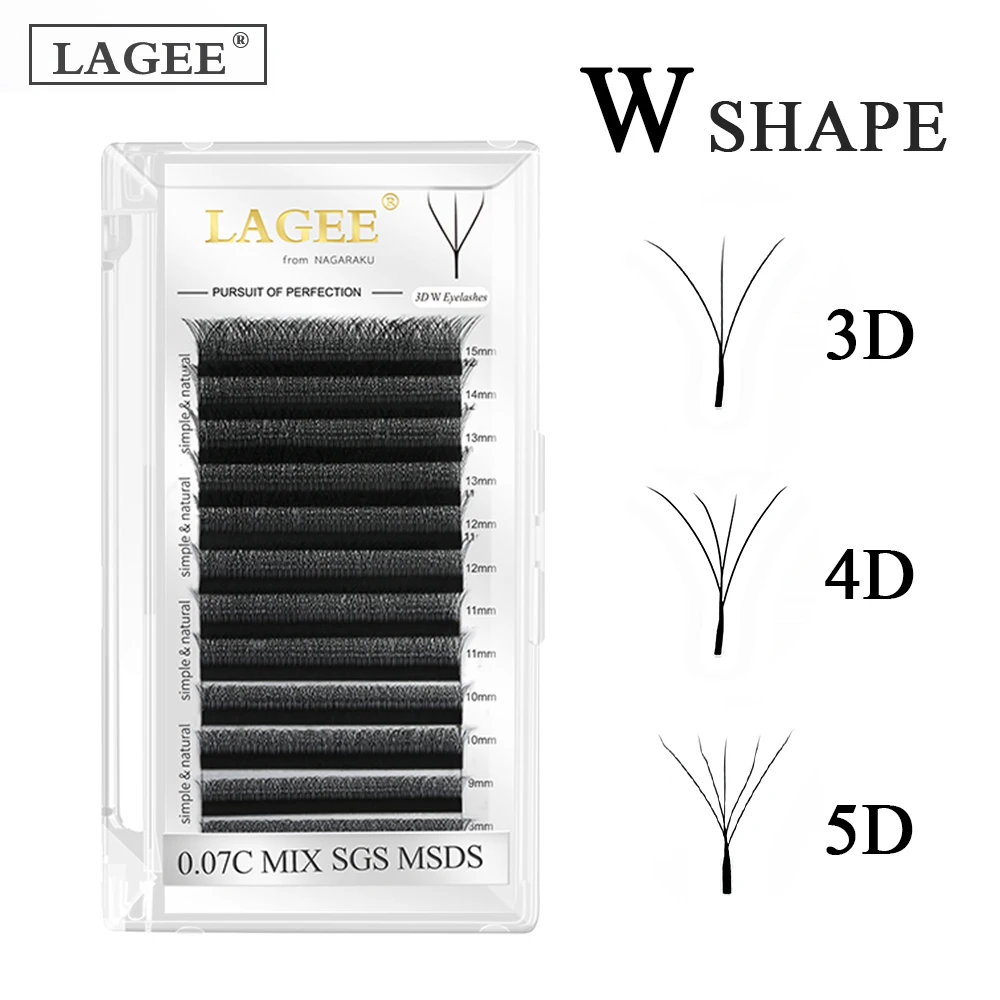 Накладные ресницы LAGEE 3D 4D 5D W готовые объемные клевер Блум Autofan легкие от Nagaraku -
