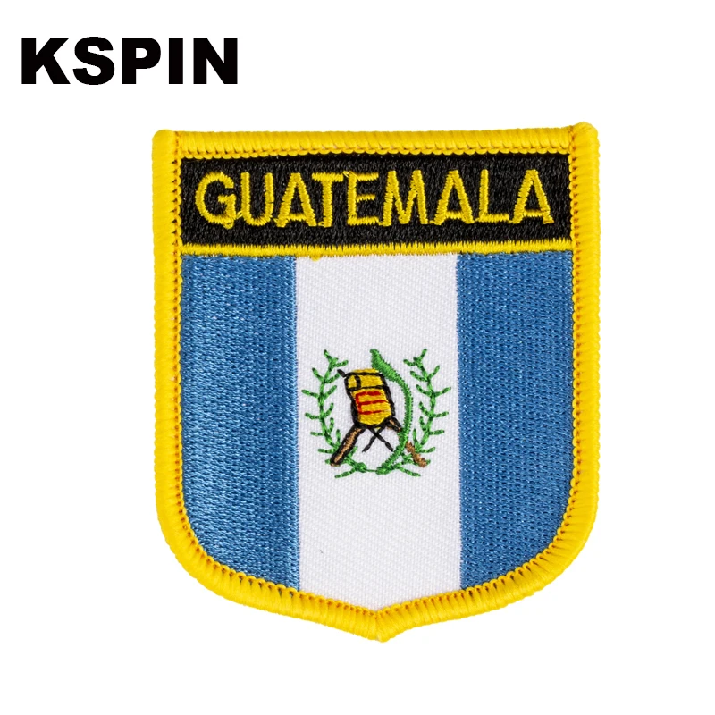 

Guatemala Flag Shield Shape Iron on Embroidery Patches Saw on Transfer Patches Sewing Applications for Clothes Back Pack Cap