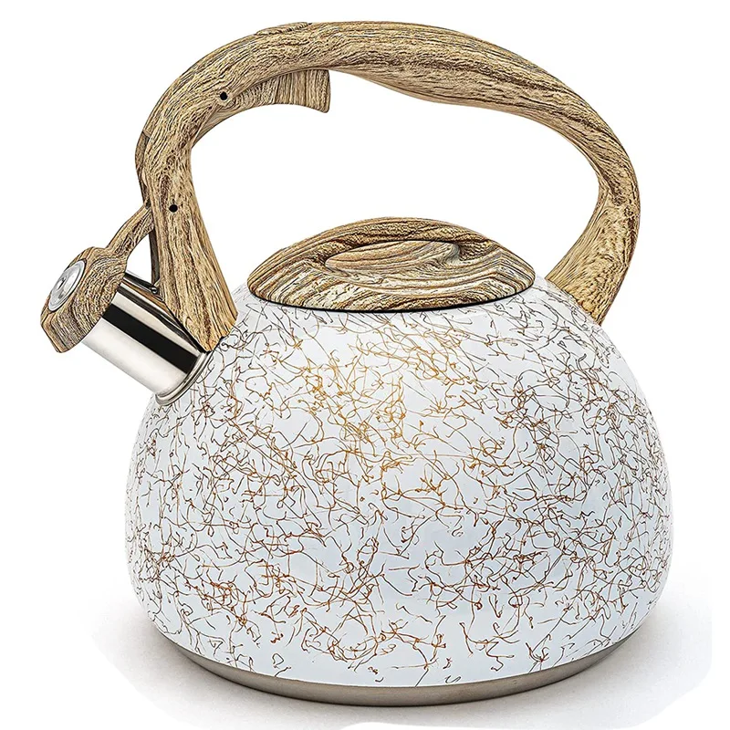 Whistling Stainless Steel Tea Kettle with Wood Grain Anti Heat Handle, Wood Grain Cover Top Tea Pot, 2.8L
Whistling Stainless Steel Tea Kettle with Wood Grain Anti Heat Handle, Wood Grain Cover Top Tea Pot, 2.8L