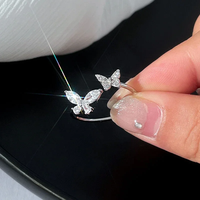 Shiny Cute Crystal Butterfly Zircon Rings for Women Girls Korean Minimalist Wedding Ring Adjustable Silver Color Ring Jewelry
Shiny Cute Crystal Butterfly Zircon Rings for Women Girls Korean Minimalist Wedding Ring Adjustable Silver Color Ring Jewelry