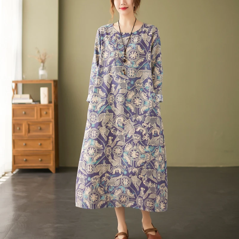 2022 New Arrive Cotton Linen Vintage Floral Print Spring Autumn Dresses Women Long Casual Office Fashion Dress Elegant Vestidos
2022 New Arrive Cotton Linen Vintage Floral Print Spring Autumn Dresses Women Long Casual Office Fashion Dress Elegant Vestidos