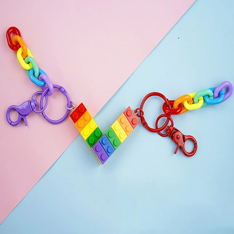 Персонализированная оригинальная Подвеска из шести радужных строительных блоков для автомобиля, брелок для ключей для женщин, брелоки, подвески, сумки, аксессуары 
Персонализированная оригинальная Подвеска из шести радужных строительных блоков для автомобиля, брелок для ключей для женщин, брелоки, подвески, сумки, аксессуары
