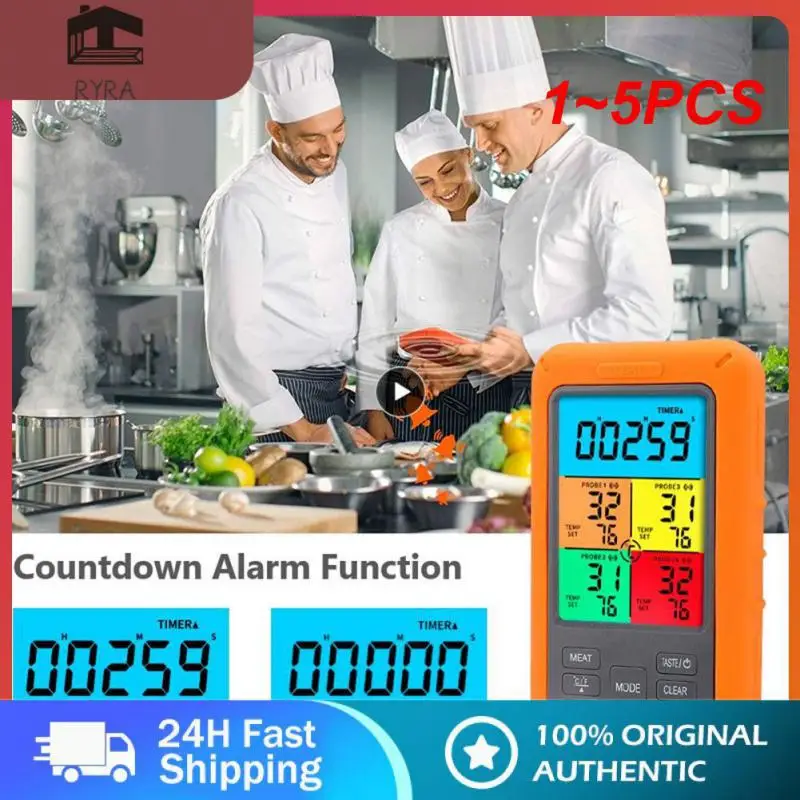 

Беспроводной термометр для мяса, цветной дисплей 328Ft с цветным ЖК-дисплеем, таймер обратного отсчета, сигнализация температуры, дистанционное управление, для барбекю, 1-5 шт.