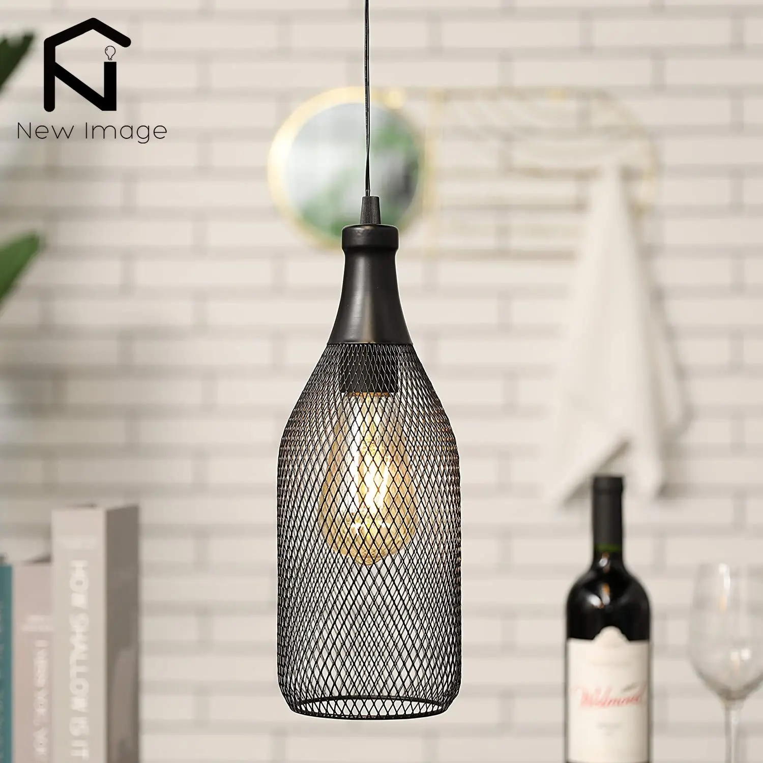 Modern Pendant Hanging Lamp Light Black Wine Bottle Iron Hanging Cage Vintage LED Cordless Lamp Industrial Style Lamp Shades
Modern Pendant Hanging Lamp Light Black Wine Bottle Iron Hanging Cage Vintage LED Cordless Lamp Industrial Style Lamp Shades