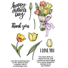 MangoCraft Flowers Tulip Cutting Dies Clear Stamp DIY Scrapbooking Cut Dies Stamps For Mothers Day Cards Gifts Making Decor
