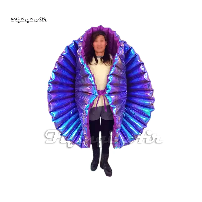 

Stage Performance Walking Shiny Inflatable Flower Costume Purple Blow Up Carwalk Clothing For Club Party Show