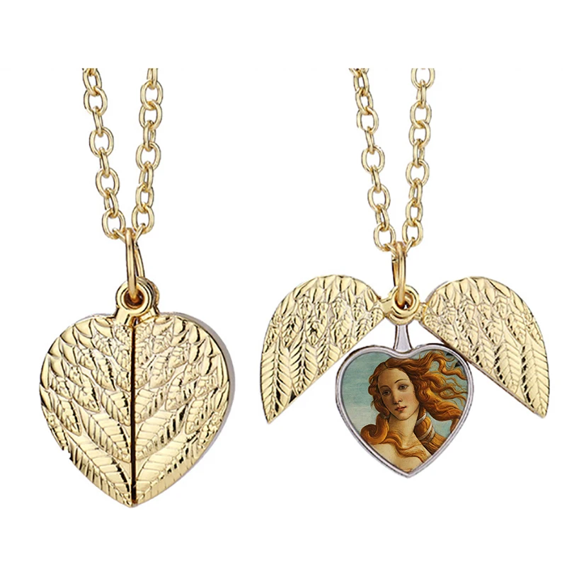 

Botticelli, Рождение Венеры, Btd, сердце, активное ожерелье с крыльями ангела, модные ювелирные украшения
