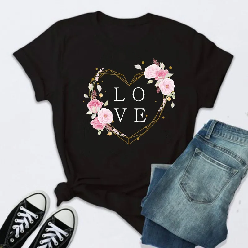 Women Floral Love T Shirt Casual Cute Style Fashion Heart Print Graphic Short Sleeve Female Clothes Tops Tees Tshirt T-Shirt
Women Floral Love T Shirt Casual Cute Style Fashion Heart Print Graphic Short Sleeve Female Clothes Tops Tees Tshirt T-Shirt