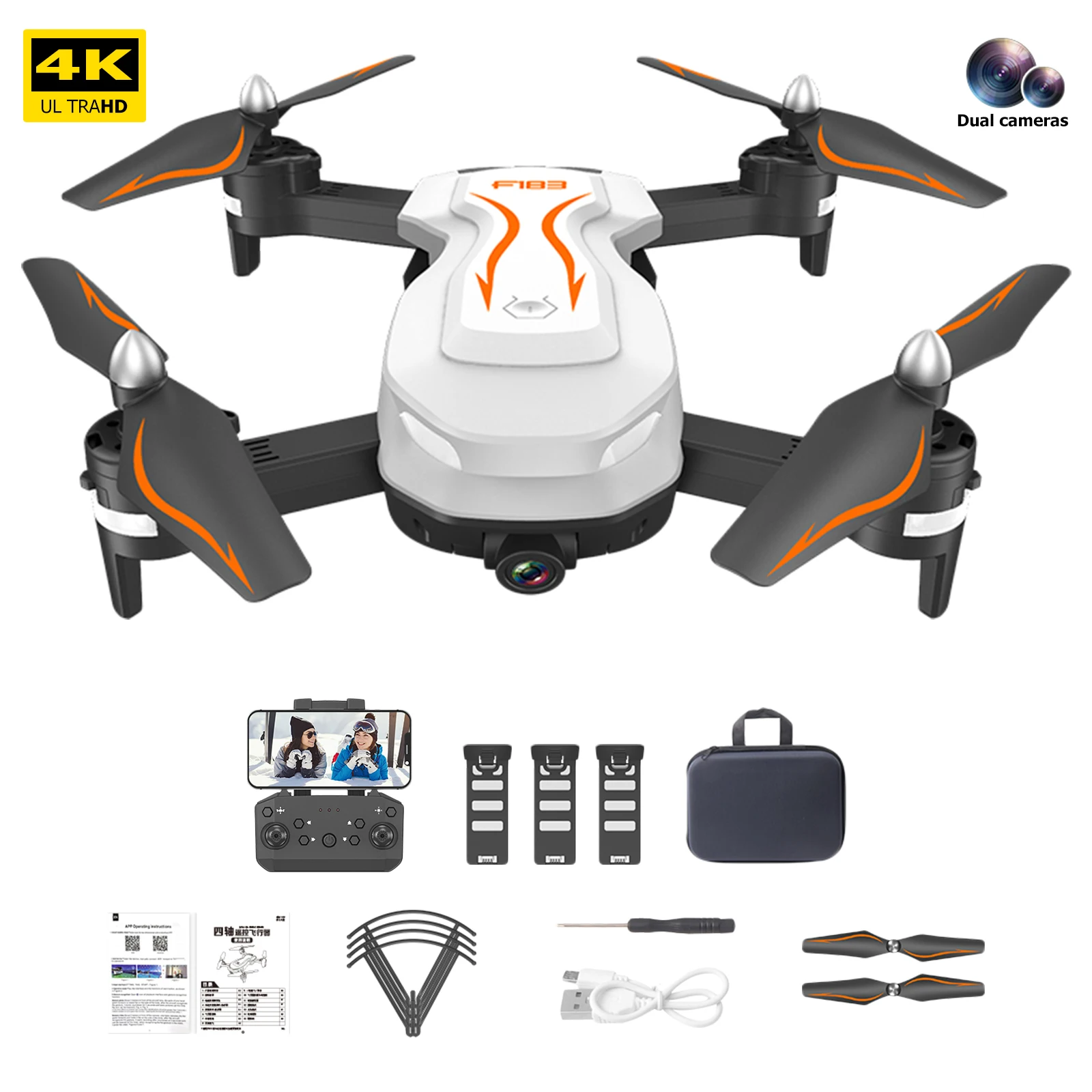 

WL/RC F183 FPV Drones RC Quadcopters with Altitude Hold and Headless Mode 3D Flip Drone with 4K HD Camera for Kids Gift