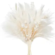 White Natural Pompas Floral Dry Flower Wedding Bouquet Boho Style Home Pampas Decor for Table Party Living Room Office Bedroom