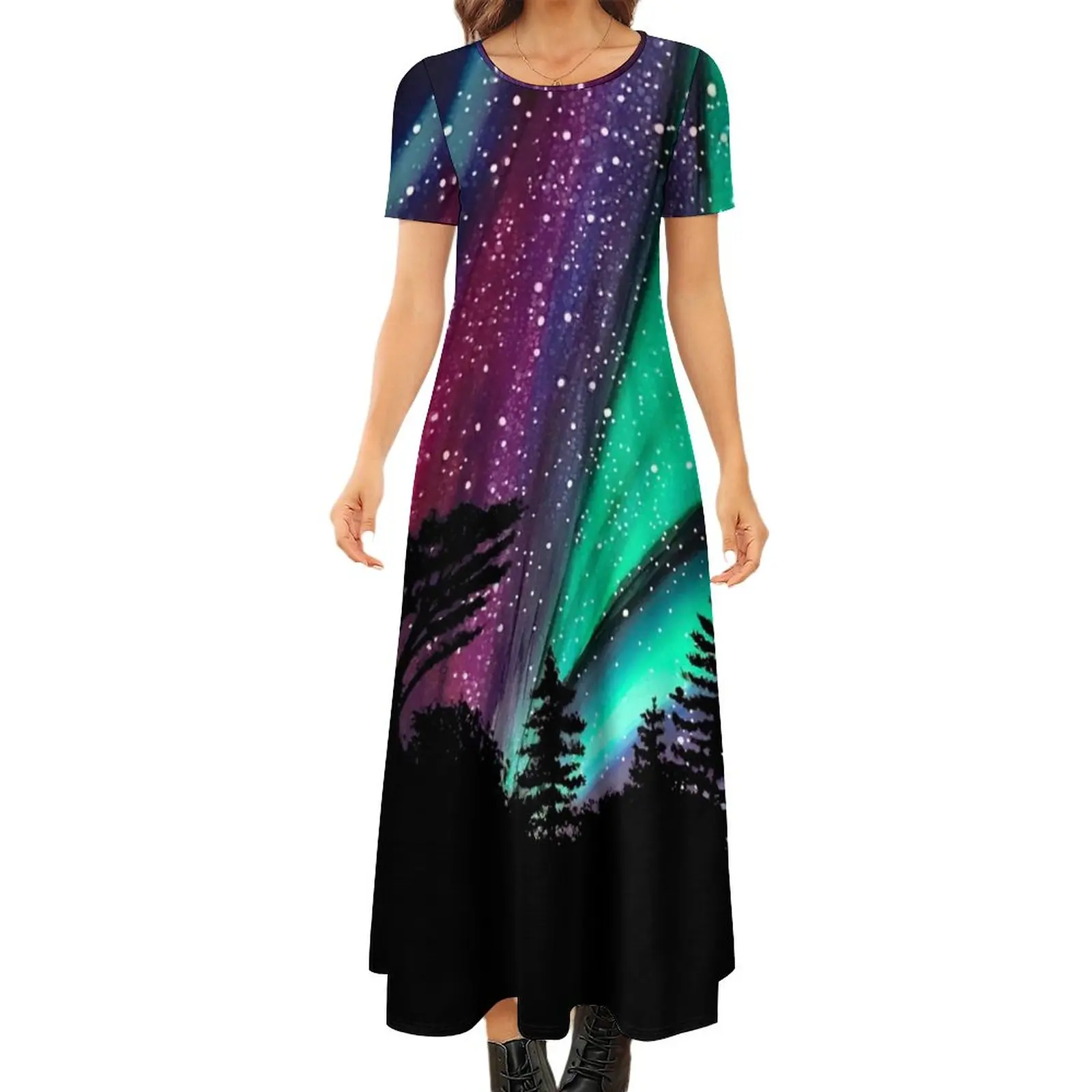 Mystic Forest Print Dress Northern Lights Party Maxi Dress Female Short Sleeve Street Style Boho Beach Long Dresses Big Size 6XL
Mystic Forest Print Dress Northern Lights Party Maxi Dress Female Short Sleeve Street Style Boho Beach Long Dresses Big Size 6XL