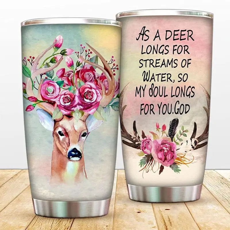 Кружка-термос из нержавеющей стали с изображением оленя, 20 унций 
Кружка-термос из нержавеющей стали с изображением оленя, 20 унций