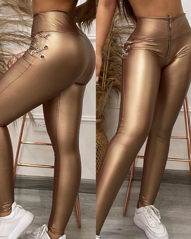 Women's Pants 2023 Spring Fashion Eyelet Chain Lace-Up Metallic Casual Skinny Plain High Waist Daily Long Pants Y2K Streetwear
Women's Pants 2023 Spring Fashion Eyelet Chain Lace-Up Metallic Casual Skinny Plain High Waist Daily Long Pants Y2K Streetwear