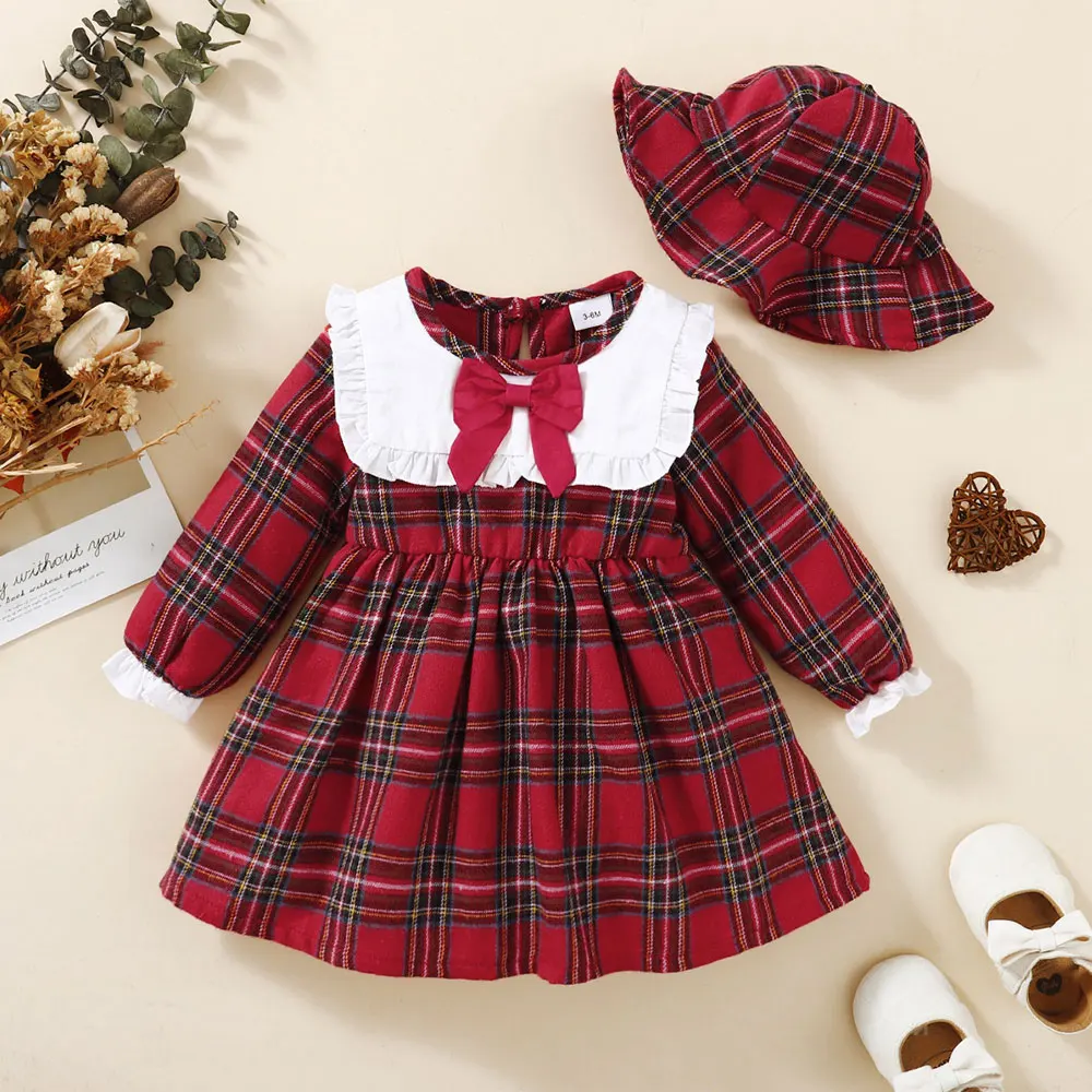LAPA 0 to 2 Years Baby Girl Dresses Long Sleeve Check Dress Autumn Spring Princess Dress Infant Girl Dinner Dress 2 PCS With Hat
LAPA 0 to 2 Years Baby Girl Dresses Long Sleeve Check Dress Autumn Spring Princess Dress Infant Girl Dinner Dress 2 PCS With Hat