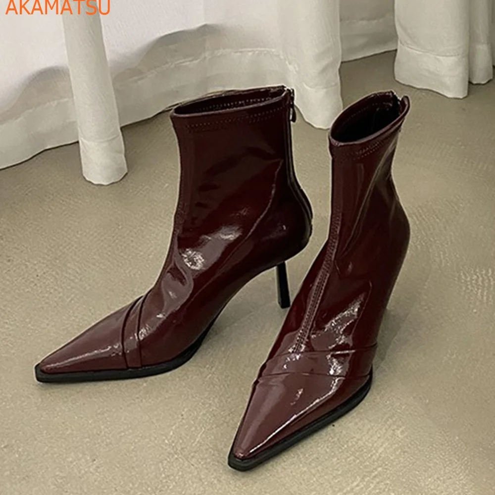 Pointed Toe Mid Calf Women Boots Solid Slip On Fashion Sexy Newest Casual Cover Heel Comfortable Patent Leather Women Shoes
Pointed Toe Mid Calf Women Boots Solid Slip On Fashion Sexy Newest Casual Cover Heel Comfortable Patent Leather Women Shoes