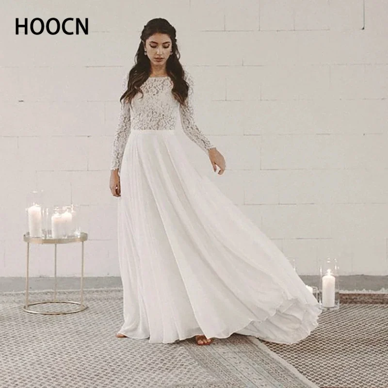 HERBURNL Simple Wedding Dress Round Neck Lace Long Sleeve Chiffon Temperament Sexy Backless Dress Vestido de casamento
HERBURNL Simple Wedding Dress Round Neck Lace Long Sleeve Chiffon Temperament Sexy Backless Dress Vestido de casamento