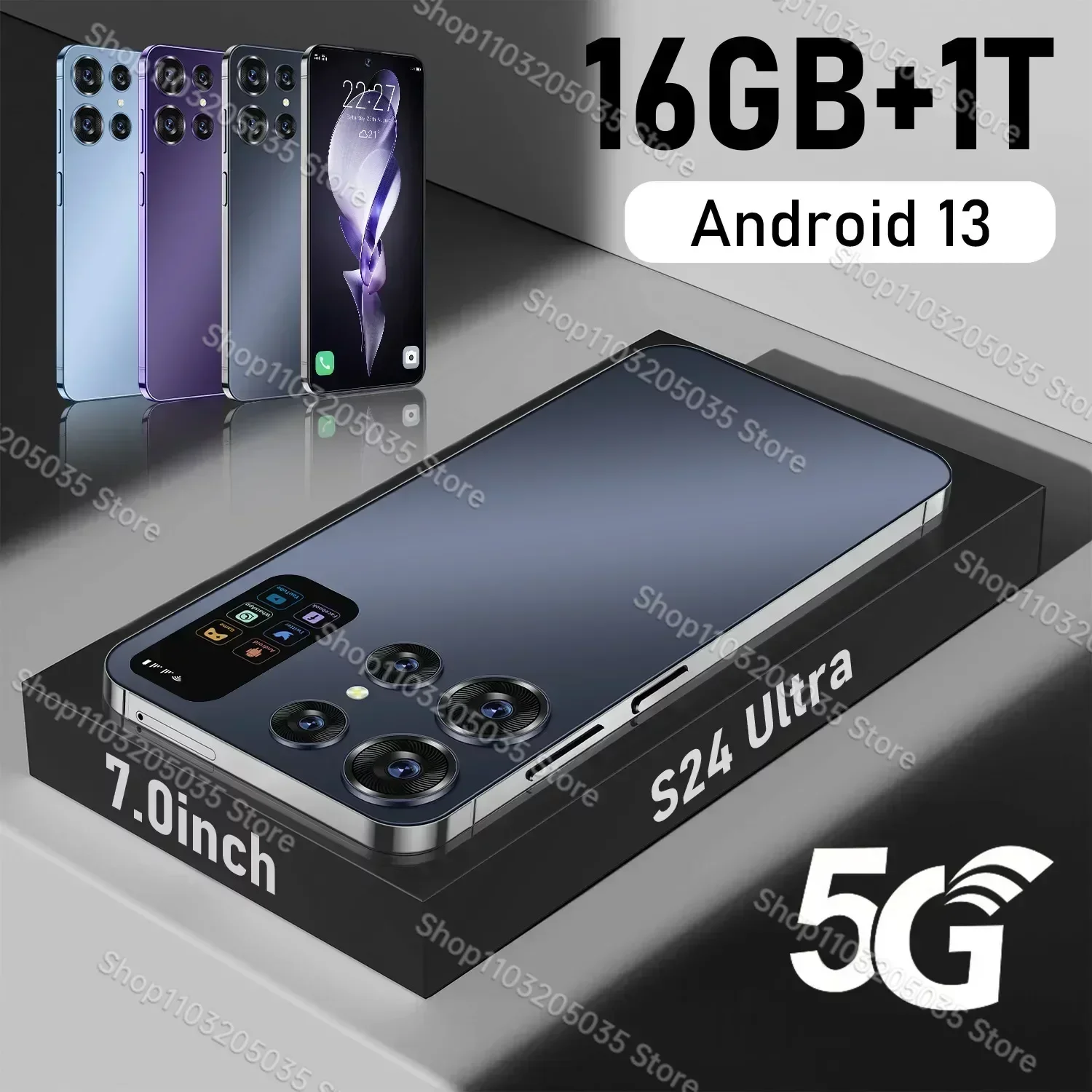 

Смартфон S24 Ultra, 7,0 дюйма, 16 ГБ + 1 ТБ, две Sim-карты, Android 13, 7000 мАч, 72 МП