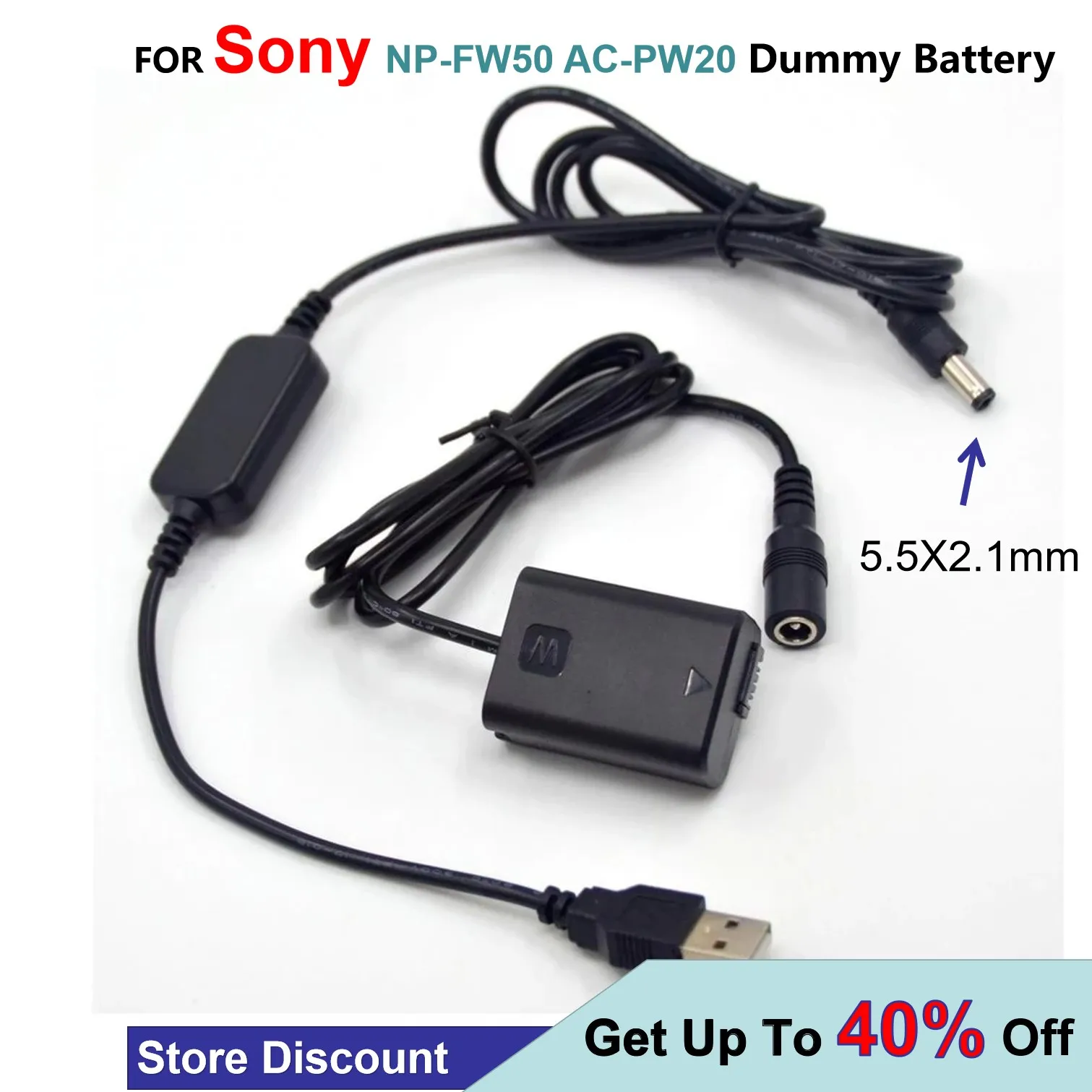 AC-PW20 5V USB Cable Adapter + NP-FW50 Dummy For Sony a7 a7R A7000 A6500 A6000 A5000 RX10 NEX3 7 SLT A35 A55 ZV-E10
AC-PW20 5V USB Cable Adapter + NP-FW50 Dummy For Sony a7 a7R A7000 A6500 A6000 A5000 RX10 NEX3 7 SLT A35 A55 ZV-E10
