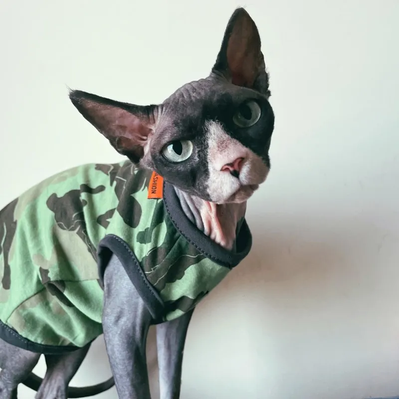 Sphynx Cat Vest Sphinx Clothing Cotton Coat for Devon Rex Soft Camouflage Shirt for Summer Cat Clothes Jumpsuit for kittens
Sphynx Cat Vest Sphinx Clothing Cotton Coat for Devon Rex Soft Camouflage Shirt for Summer Cat Clothes Jumpsuit for kittens