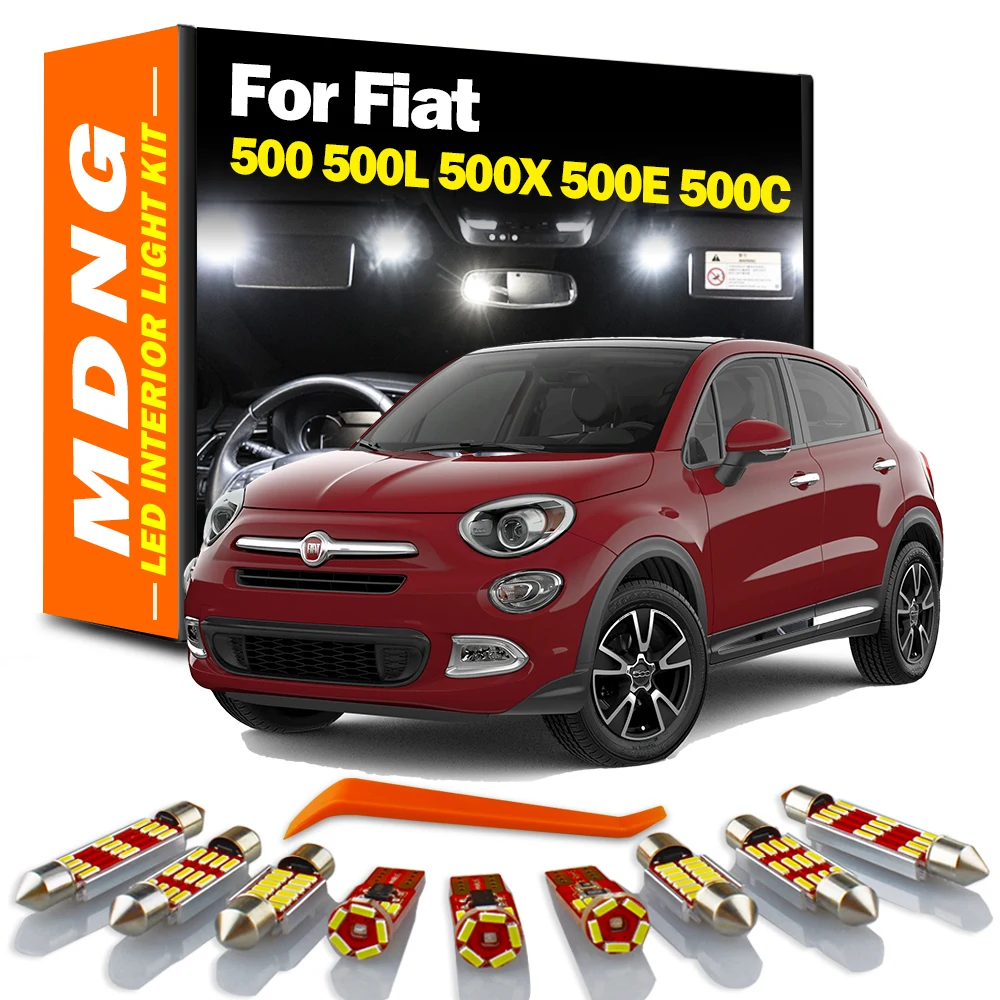 

MDNG Canbus Car Lighting Accessories For Fiat 500 500L 500X 500E 500C 2007-2018 Vehicle LED Interior Map Dome Trunk Light Kit